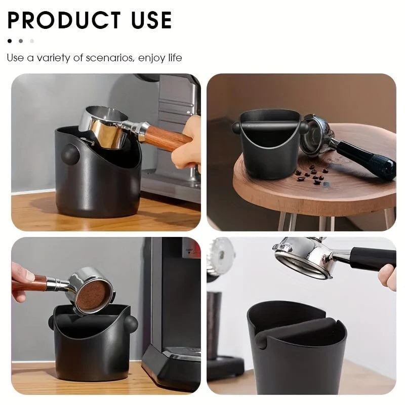 1 Stück, Espresso-Abklopfbox, gerade Form, Kaffee-Auffangbehälter für Kaffeesatz, Kaffeeabfallbehälter mit abnehmbarer Klopfstange und rutschfester Basis, stoßdämpfender, langlebiger Boden