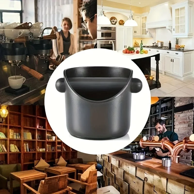 1 Stück, Espresso-Abklopfbox, gerade Form, Kaffee-Auffangbehälter für Kaffeesatz, Kaffeeabfallbehälter mit abnehmbarer Klopfstange und rutschfester Basis, stoßdämpfender, langlebiger Boden