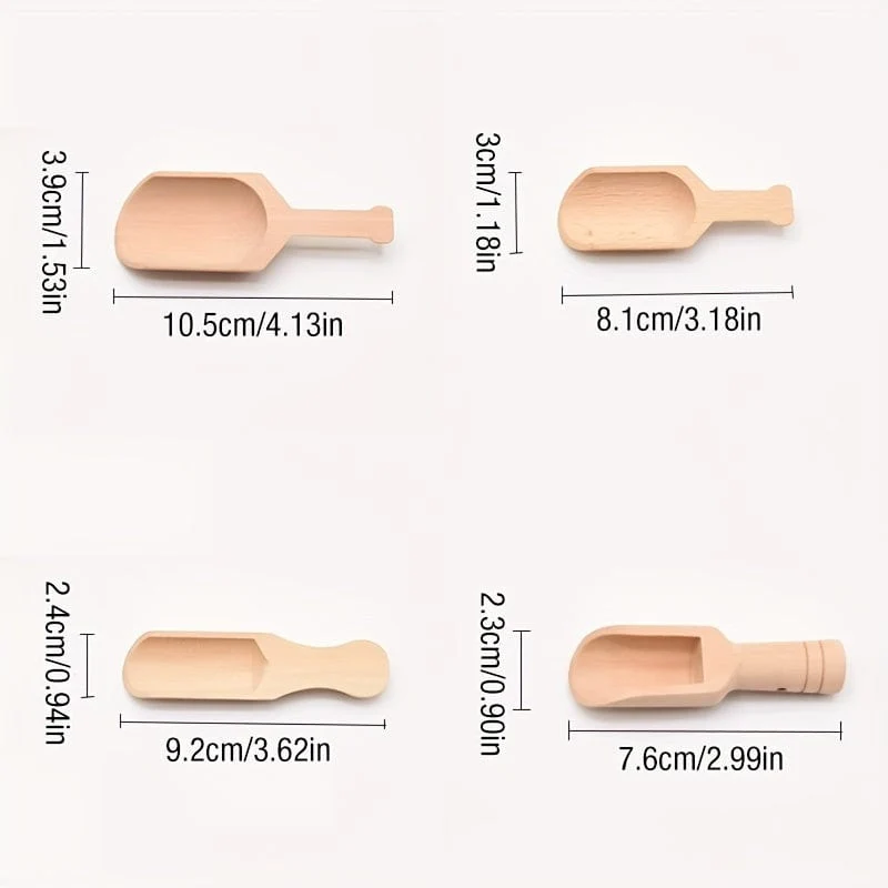 4-teiliges Set Tee- und Salzlöffel aus Holz – perfekt für Tee, Kaffee und Badesalz – 4er-Set