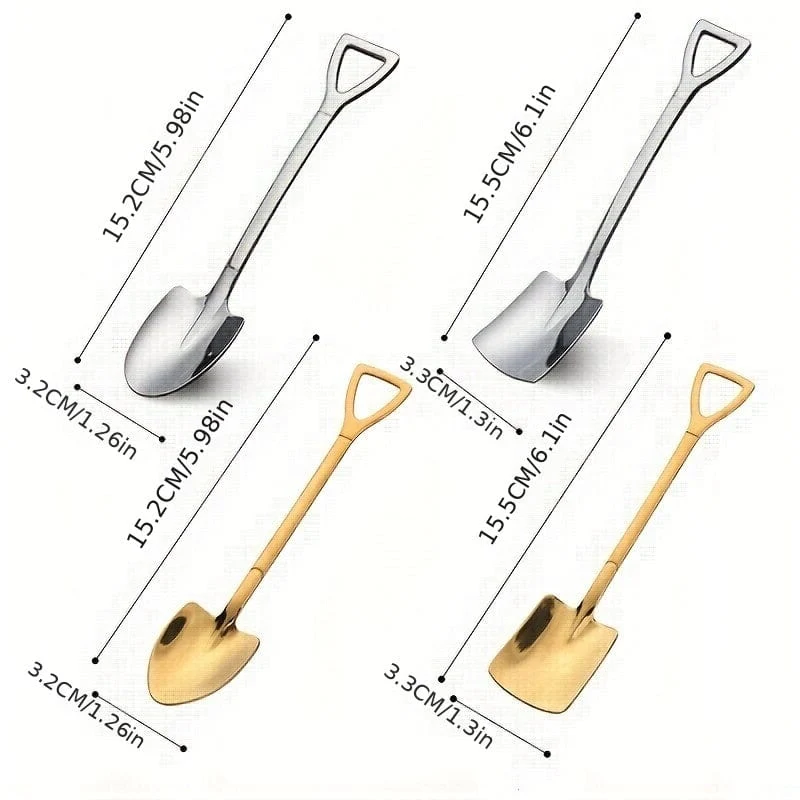4/8 Stück Kaffeelöffel aus Edelstahl, kreative Teelöffel in Schaufelform, Eislöffel, Geschirr-Besteck-Set, Küchenzubehör