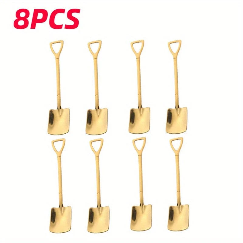 4/8 Stück Kaffeelöffel aus Edelstahl, kreative Teelöffel in Schaufelform, Eislöffel, Geschirr-Besteck-Set, Küchenzubehör