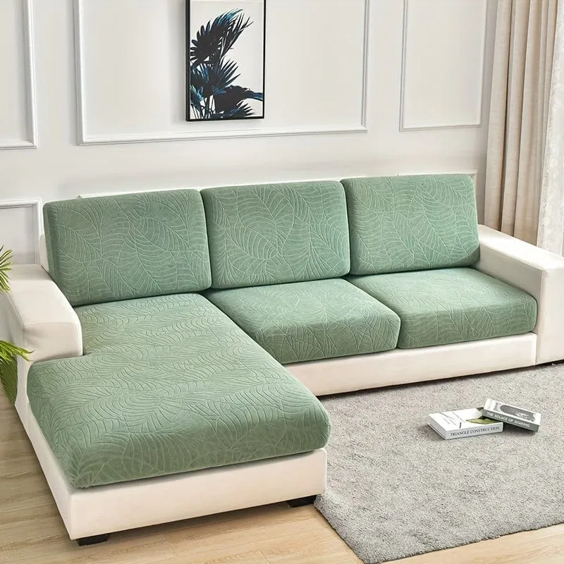 Wasserdichter Jacquard-Sofabezug mit großem Blatt-Design, einziehbar, waschbar, langlebig, elastisch, für alle Jahreszeiten, universeller Möbelschutz für moderne Heimdekoration