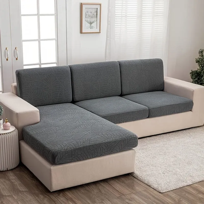 Wasserdichter Jacquard-Sofabezug mit großem Blatt-Design, einziehbar, waschbar, langlebig, elastisch, für alle Jahreszeiten, universeller Möbelschutz für moderne Heimdekoration