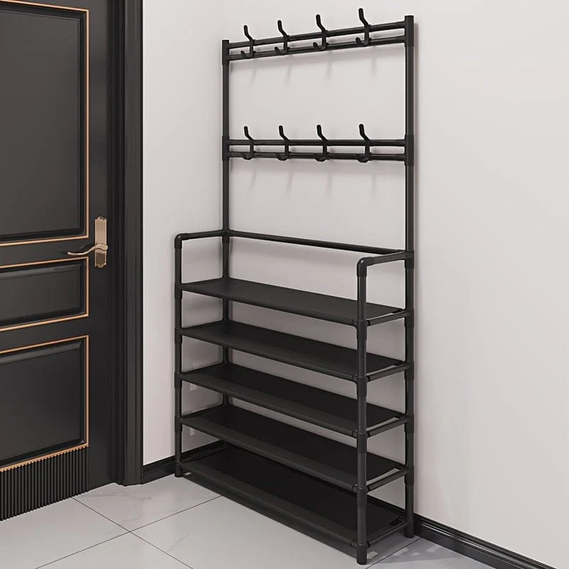 1 Stück, Garderobenständer, Schuhregal für den Eingangsbereich, Schuh-Organizer für Eingangsbank, Flurbaum mit Haken für Schlafzimmer, Kleiderständer-Kombination, Flurregal zur Aufbewahrung von Schuhen, Kleidung, Mantel, Hut, Tasche, Regenschirm, Wohnaccessoires