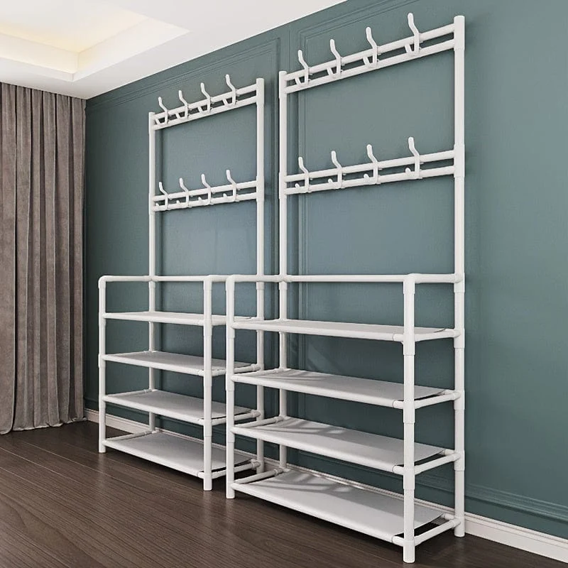 1 Stück, Garderobenständer, Schuhregal für den Eingangsbereich, Schuh-Organizer für Eingangsbank, Flurbaum mit Haken für Schlafzimmer, Kleiderständer-Kombination, Flurregal zur Aufbewahrung von Schuhen, Kleidung, Mantel, Hut, Tasche, Regenschirm, Wohnaccessoires