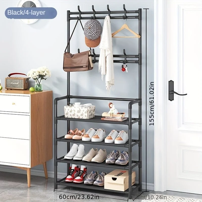 1 Stück, Garderobenständer, Schuhregal für den Eingangsbereich, Schuh-Organizer für Eingangsbank, Flurbaum mit Haken für Schlafzimmer, Kleiderständer-Kombination, Flurregal zur Aufbewahrung von Schuhen, Kleidung, Mantel, Hut, Tasche, Regenschirm, Wohnaccessoires
