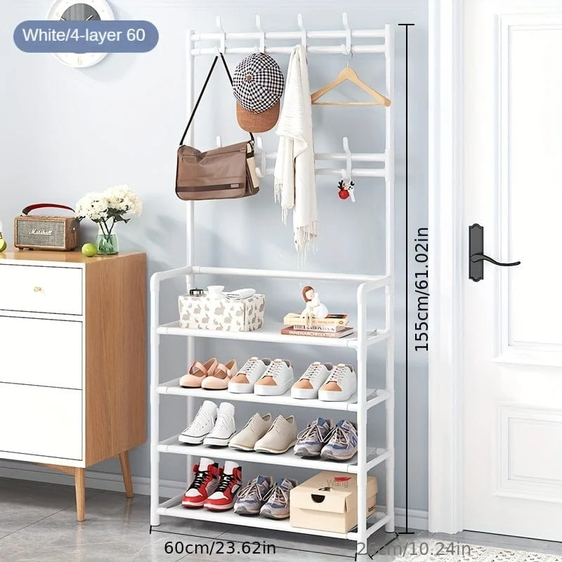1 Stück, Garderobenständer, Schuhregal für den Eingangsbereich, Schuh-Organizer für Eingangsbank, Flurbaum mit Haken für Schlafzimmer, Kleiderständer-Kombination, Flurregal zur Aufbewahrung von Schuhen, Kleidung, Mantel, Hut, Tasche, Regenschirm, Wohnaccessoires