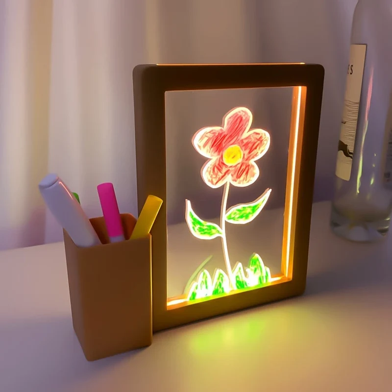 1 Stück wiederbeschreibbares Nachrichtentafel-Nachtlicht, USB-transparentes Acryl-Erinnerungstafel-Tischlampe, niedliches Raumdekor, Desktop-Dekor, Geschenk