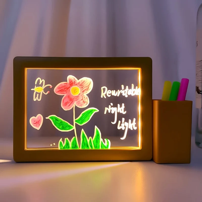 1 Stück wiederbeschreibbares Nachrichtentafel-Nachtlicht, USB-transparentes Acryl-Erinnerungstafel-Tischlampe, niedliches Raumdekor, Desktop-Dekor, Geschenk