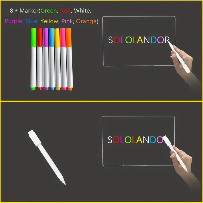 1 Stück wiederbeschreibbares Nachrichtentafel-Nachtlicht, USB-transparentes Acryl-Erinnerungstafel-Tischlampe, niedliches Raumdekor, Desktop-Dekor, Geschenk