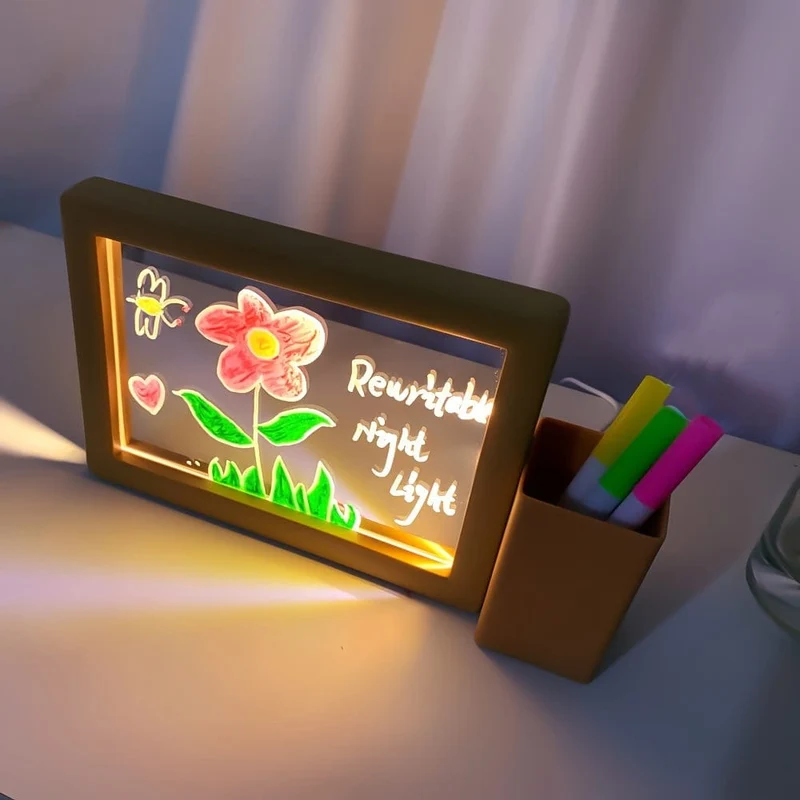 1 Stück wiederbeschreibbares Nachrichtentafel-Nachtlicht, USB-transparentes Acryl-Erinnerungstafel-Tischlampe, niedliches Raumdekor, Desktop-Dekor, Geschenk