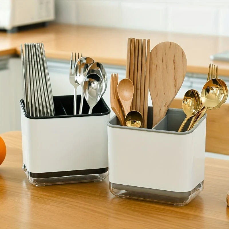 1 Stück Utensilienhalter, Besteck-Abtropfgestell, Spülbecken-Caddy, Essstäbchenhalter, Löffel, Essstäbchen, Gabel, Abtropfgestell, Korb-Aufbewahrungshalter, Organizer, Fachbox, Küchenaufbewahrungsartikel