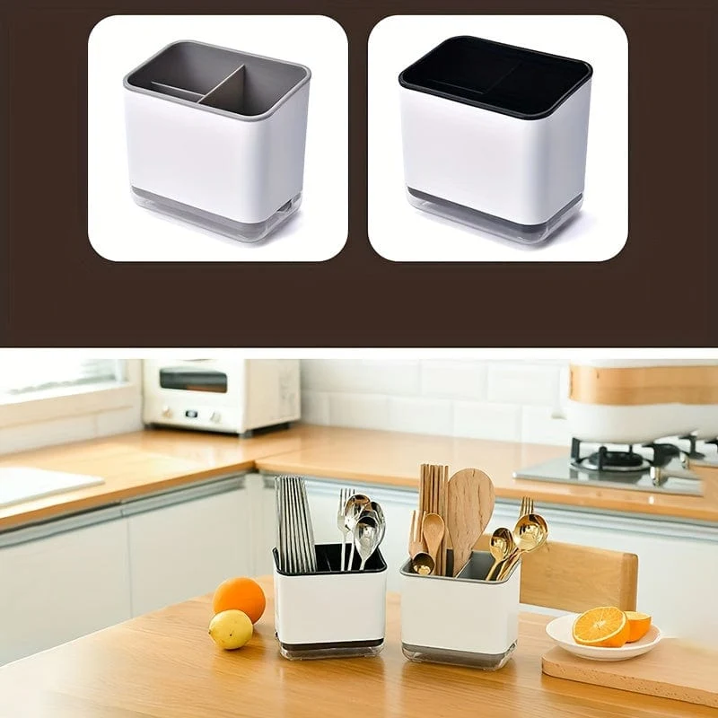1 Stück Utensilienhalter, Besteck-Abtropfgestell, Spülbecken-Caddy, Essstäbchenhalter, Löffel, Essstäbchen, Gabel, Abtropfgestell, Korb-Aufbewahrungshalter, Organizer, Fachbox, Küchenaufbewahrungsartikel
