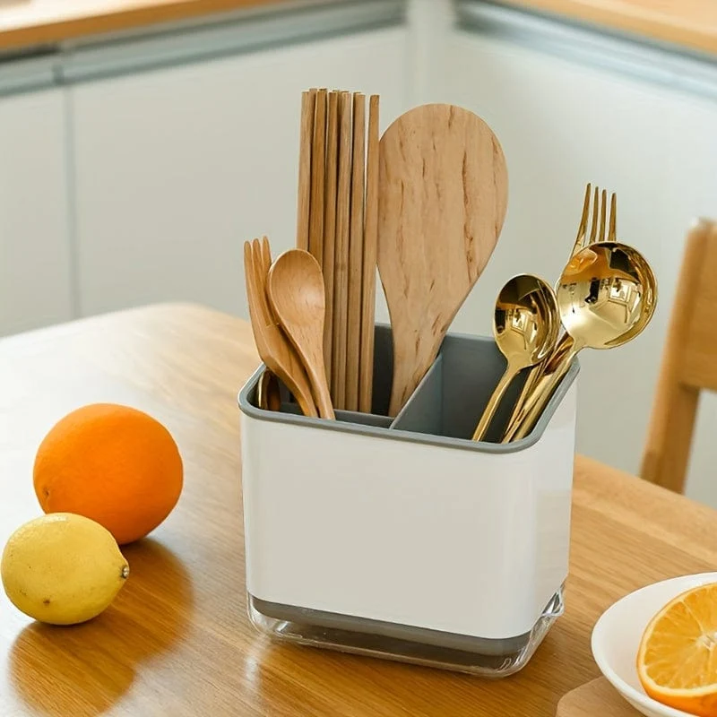 1 Stück Utensilienhalter, Besteck-Abtropfgestell, Spülbecken-Caddy, Essstäbchenhalter, Löffel, Essstäbchen, Gabel, Abtropfgestell, Korb-Aufbewahrungshalter, Organizer, Fachbox, Küchenaufbewahrungsartikel