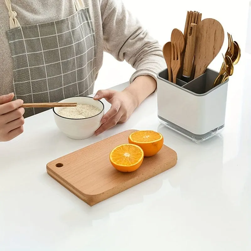 1 Stück Utensilienhalter, Besteck-Abtropfgestell, Spülbecken-Caddy, Essstäbchenhalter, Löffel, Essstäbchen, Gabel, Abtropfgestell, Korb-Aufbewahrungshalter, Organizer, Fachbox, Küchenaufbewahrungsartikel