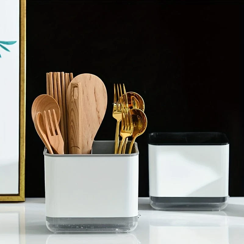1 Stück Utensilienhalter, Besteck-Abtropfgestell, Spülbecken-Caddy, Essstäbchenhalter, Löffel, Essstäbchen, Gabel, Abtropfgestell, Korb-Aufbewahrungshalter, Organizer, Fachbox, Küchenaufbewahrungsartikel