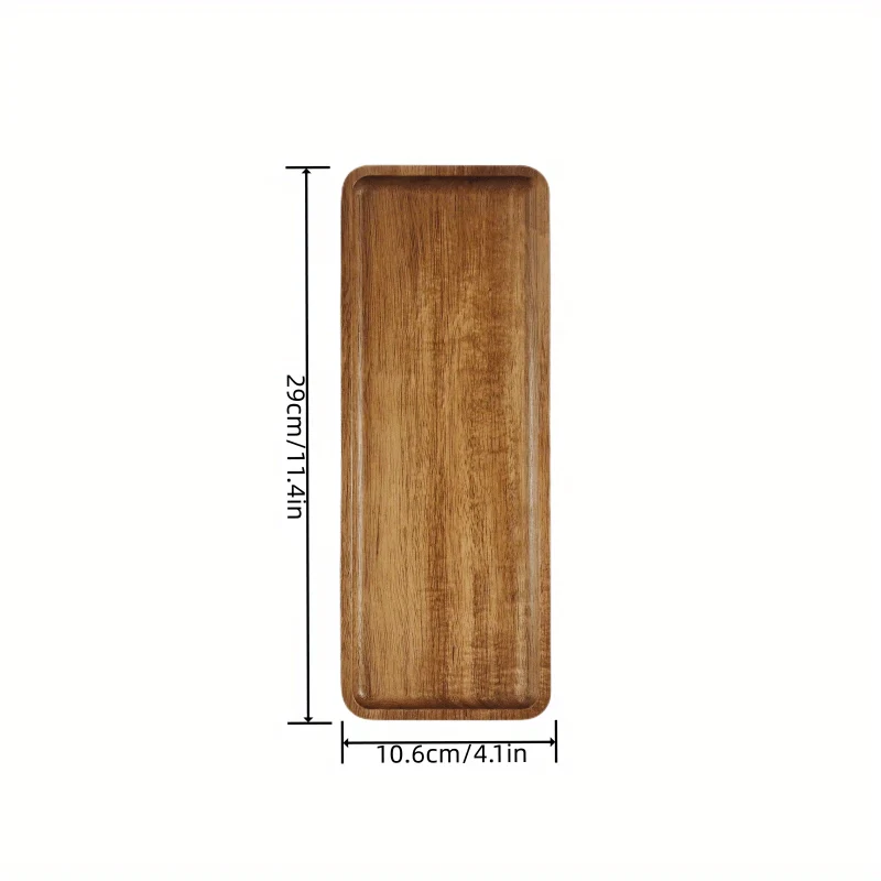 1-teiliges Tablett aus Akazienholz zum Servieren von Speisen, Snacks, Getränken, Sushi, Steak, Pizza, Desserts, Kuchen und Brot, Frühstückstablett, Kaffeetablett, Teetablett, rechteckige Platten mit leicht zu tragendem, gerilltem Griff, Heimküchenzubehör
