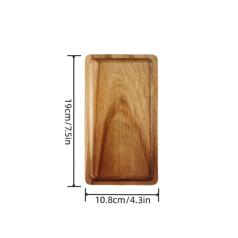 1-teiliges Tablett aus Akazienholz zum Servieren von Speisen, Snacks, Getränken, Sushi, Steak, Pizza, Desserts, Kuchen und Brot, Frühstückstablett, Kaffeetablett, Teetablett, rechteckige Platten mit leicht zu tragendem, gerilltem Griff, Heimküchenzubehör