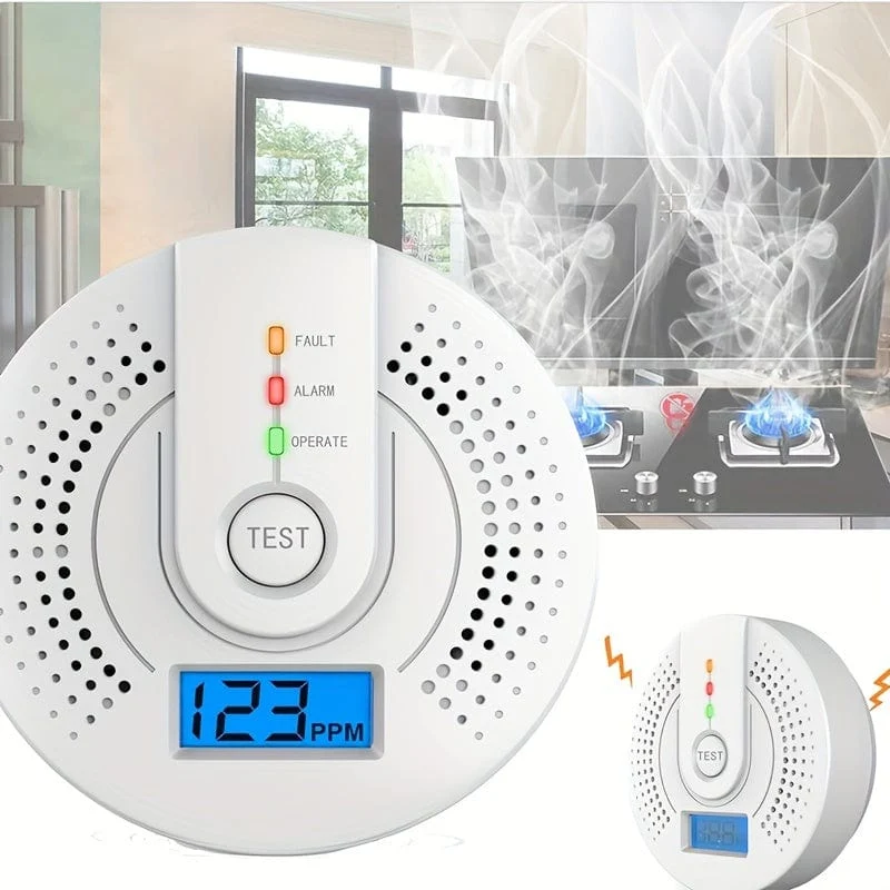 1 Stück Kohlenmonoxidmelder, Kohlenmonoxidmelder, CO-Alarmmelder, Monitor, batteriebetrieben, mit Digitalanzeige für Haus, Küche, Restaurant, Hotel