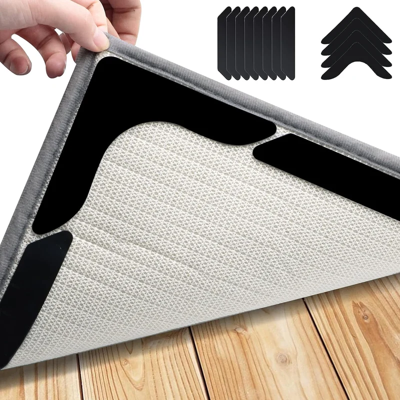 12 Stück Flächenteppich mit Klebeband, rutschfeste, wiederverwendbare Teppichunterlage, waschbares Teppichband für Hartholzböden, Fliesenböden, Heimdekoration, Raumdekoration