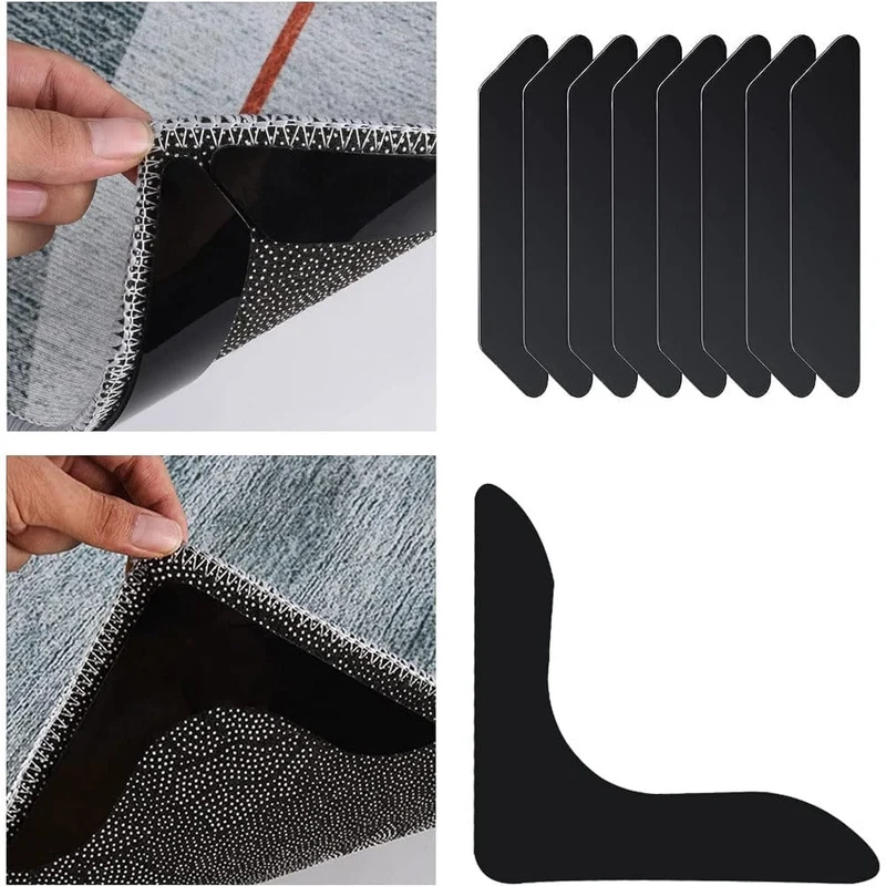 12 Stück Flächenteppich mit Klebeband, rutschfeste, wiederverwendbare Teppichunterlage, waschbares Teppichband für Hartholzböden, Fliesenböden, Heimdekoration, Raumdekoration