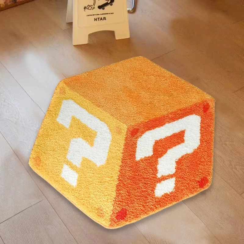 1 Stück unregelmäßiger Fragezeichen-Würfel-Dekorationsteppich, Schlafzimmer-Nachttisch-Plüsch-Bodenmatte, großer Wohnzimmer-Teppich, modischer Garderoben-Flauschteppich, Weihnachtsgeschenk