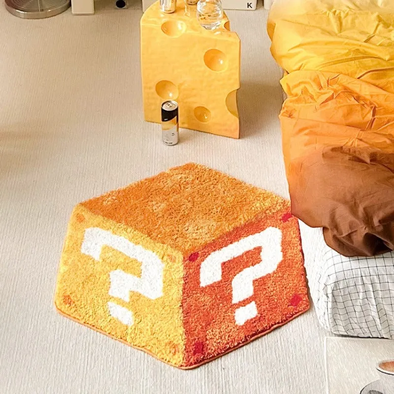 1 Stück unregelmäßiger Fragezeichen-Würfel-Dekorationsteppich, Schlafzimmer-Nachttisch-Plüsch-Bodenmatte, großer Wohnzimmer-Teppich, modischer Garderoben-Flauschteppich, Weihnachtsgeschenk