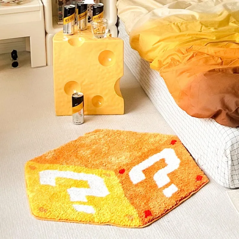 1 Stück unregelmäßiger Fragezeichen-Würfel-Dekorationsteppich, Schlafzimmer-Nachttisch-Plüsch-Bodenmatte, großer Wohnzimmer-Teppich, modischer Garderoben-Flauschteppich, Weihnachtsgeschenk