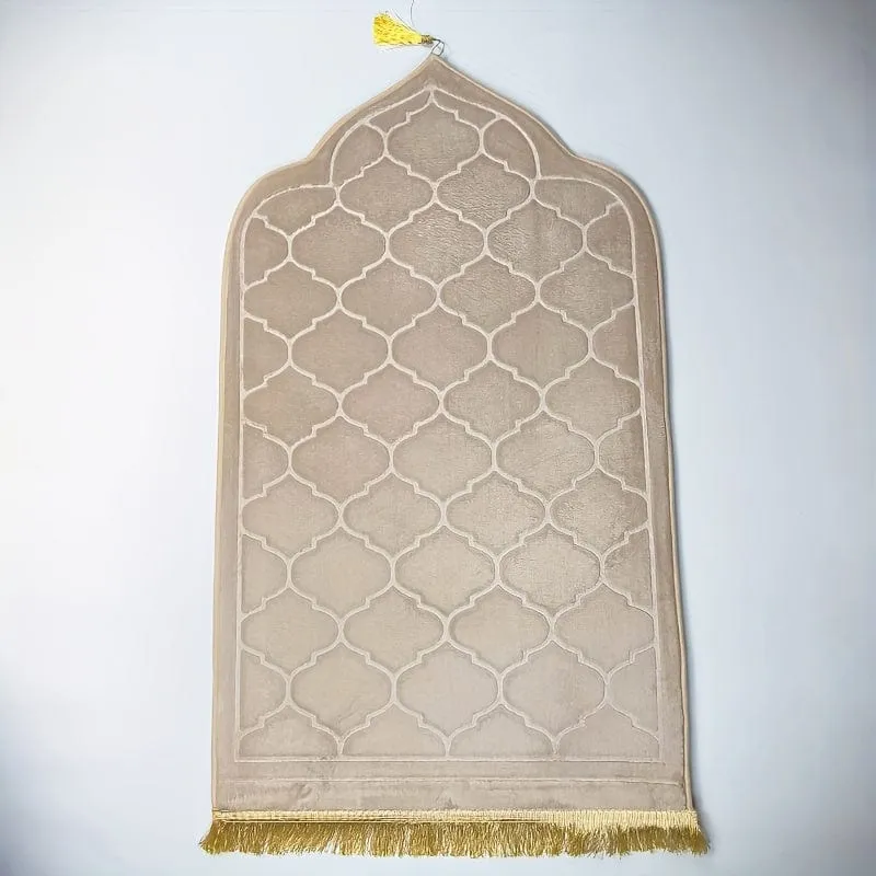 1 Stück muslimischer Gebetsteppich, dicker, weicher Samt-Muslimteppich, tragbarer muslimischer Gebetsteppich, türkischer Gebetsteppich, Janamaz Sajada-Matte für Männer und Frauen, schlichter solider Gebetsteppich, Ramadan-Eid-Geschenk
