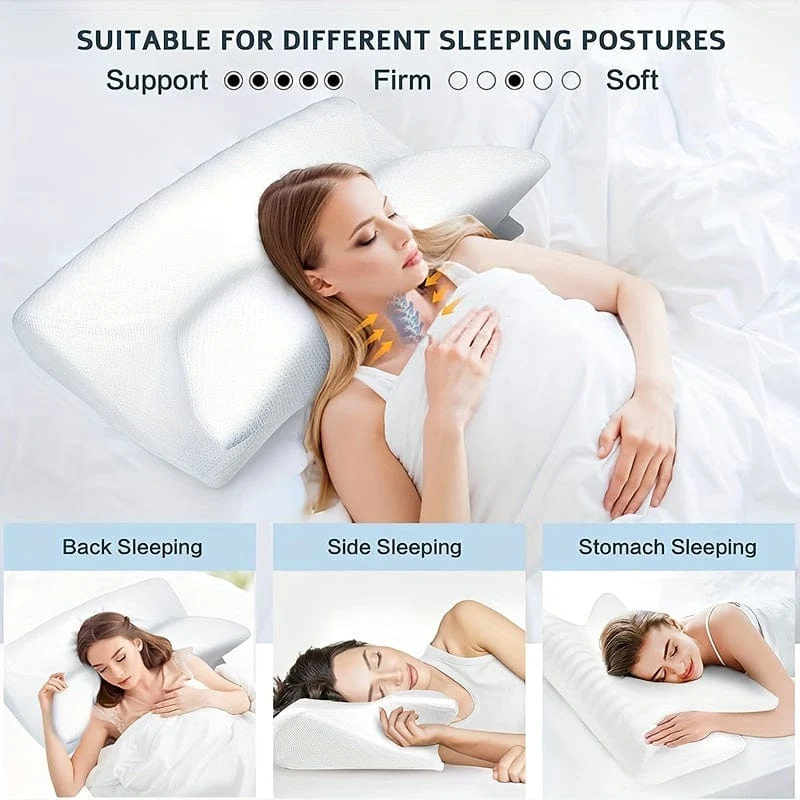 1 Stück Nackenkissen, Memory-Schaum-Kissen zum Entspannen von Nacken und Schultern, verstellbares ergonomisches orthopädisches Konturstützkissen, abnehmbarer Bezug