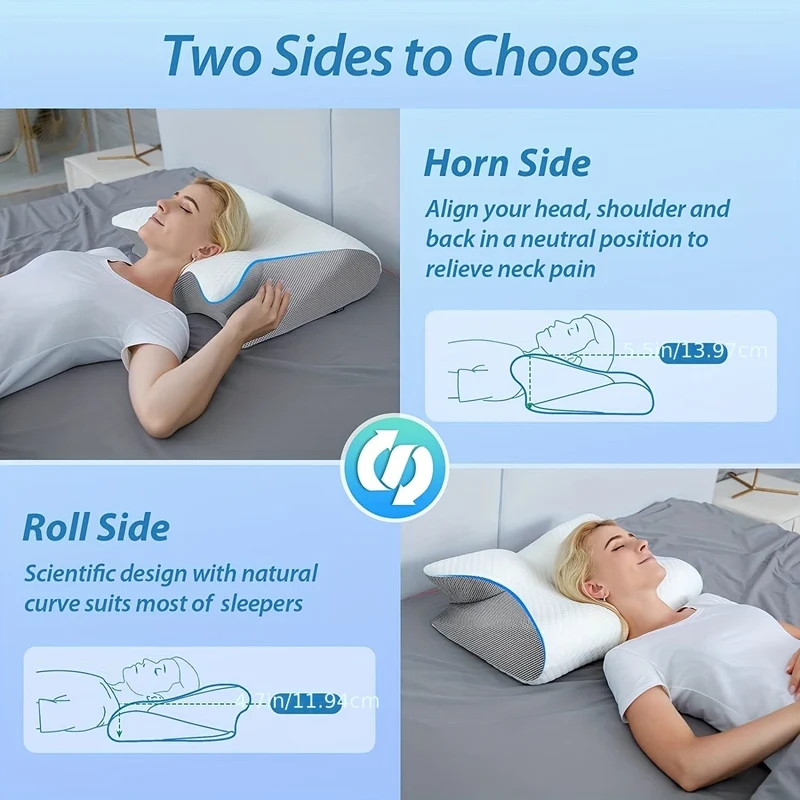 1 Stück Nackenkissen, Memory-Schaum-Kissen zum Entspannen von Nacken und Schultern, verstellbares ergonomisches orthopädisches Konturstützkissen, abnehmbarer Bezug