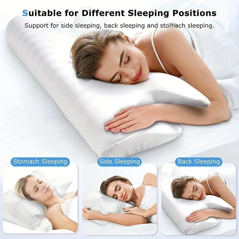 1 Stück Nackenkissen, Memory-Schaum-Kissen zum Entspannen von Nacken und Schultern, verstellbares ergonomisches orthopädisches Konturstützkissen, abnehmbarer Bezug