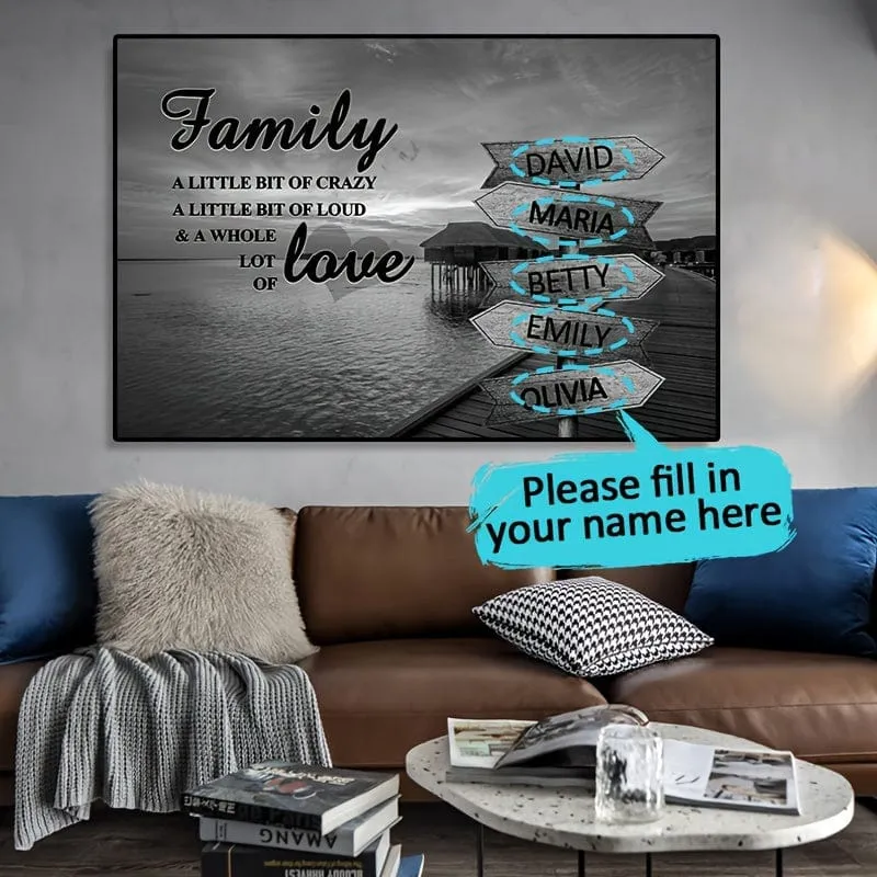 1 Stück ungerahmtes, personalisiertes Poster mit Familiennamen auf Leinwand, Wandkunst, benutzerdefiniertes Straßenschild-Poster für die Inneneinrichtung, Leinwanddrucke für Wohnzimmer, Schlafzimmer, Küchendekor, perfektes Geschenk und Dekoration