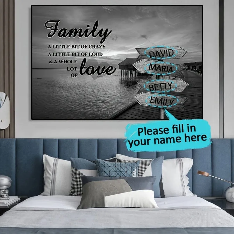 1 Stück ungerahmtes, personalisiertes Poster mit Familiennamen auf Leinwand, Wandkunst, benutzerdefiniertes Straßenschild-Poster für die Inneneinrichtung, Leinwanddrucke für Wohnzimmer, Schlafzimmer, Küchendekor, perfektes Geschenk und Dekoration