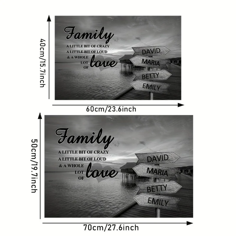 1 Stück ungerahmtes, personalisiertes Poster mit Familiennamen auf Leinwand, Wandkunst, benutzerdefiniertes Straßenschild-Poster für die Inneneinrichtung, Leinwanddrucke für Wohnzimmer, Schlafzimmer, Küchendekor, perfektes Geschenk und Dekoration