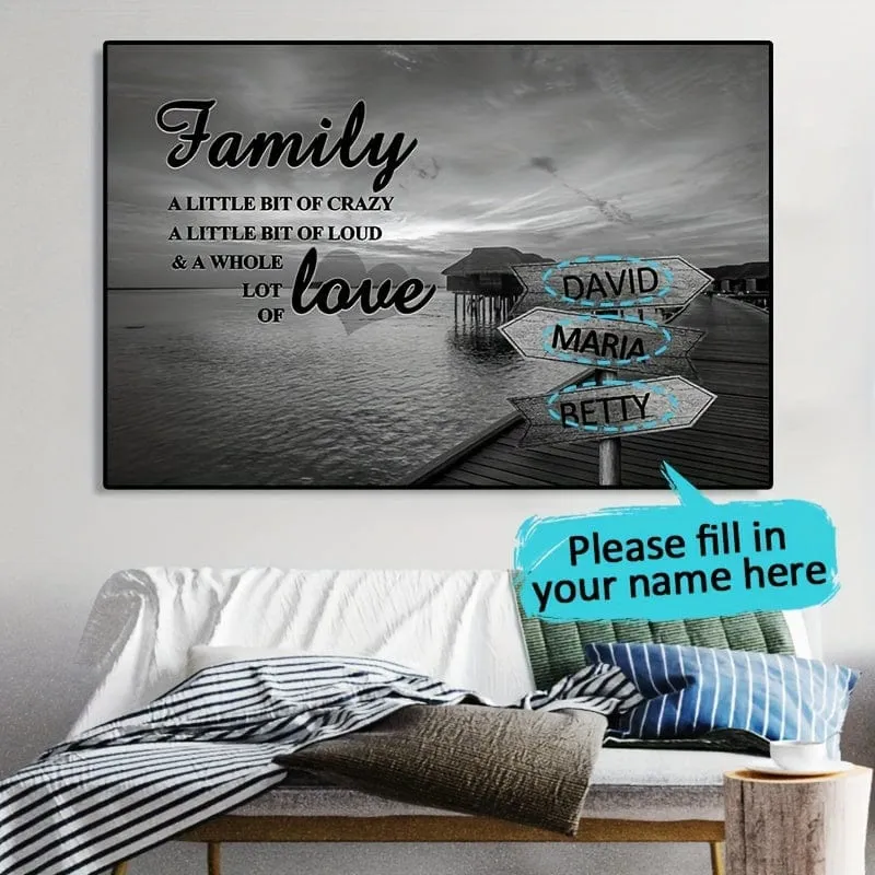 1 Stück ungerahmtes, personalisiertes Poster mit Familiennamen auf Leinwand, Wandkunst, benutzerdefiniertes Straßenschild-Poster für die Inneneinrichtung, Leinwanddrucke für Wohnzimmer, Schlafzimmer, Küchendekor, perfektes Geschenk und Dekoration