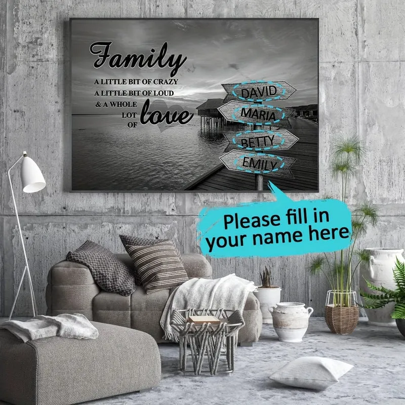 1 Stück ungerahmtes, personalisiertes Poster mit Familiennamen auf Leinwand, Wandkunst, benutzerdefiniertes Straßenschild-Poster für die Inneneinrichtung, Leinwanddrucke für Wohnzimmer, Schlafzimmer, Küchendekor, perfektes Geschenk und Dekoration