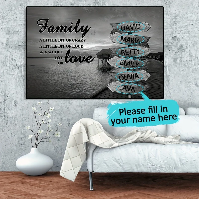 1 Stück ungerahmtes, personalisiertes Poster mit Familiennamen auf Leinwand, Wandkunst, benutzerdefiniertes Straßenschild-Poster für die Inneneinrichtung, Leinwanddrucke für Wohnzimmer, Schlafzimmer, Küchendekor, perfektes Geschenk und Dekoration