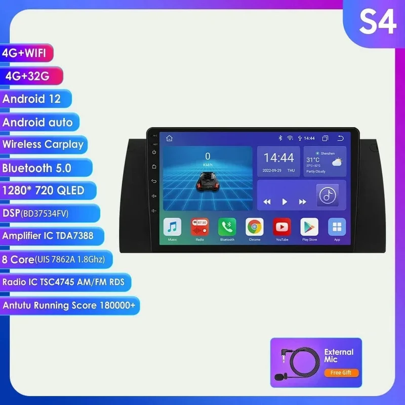 8GB 128GB Android 12 Auto-Multimedia-Player 9 Zoll Navigation Für BMW E39 E53 M5 1995-2003 radio Stereo BT GPS Wifi DSP SWC AM FM