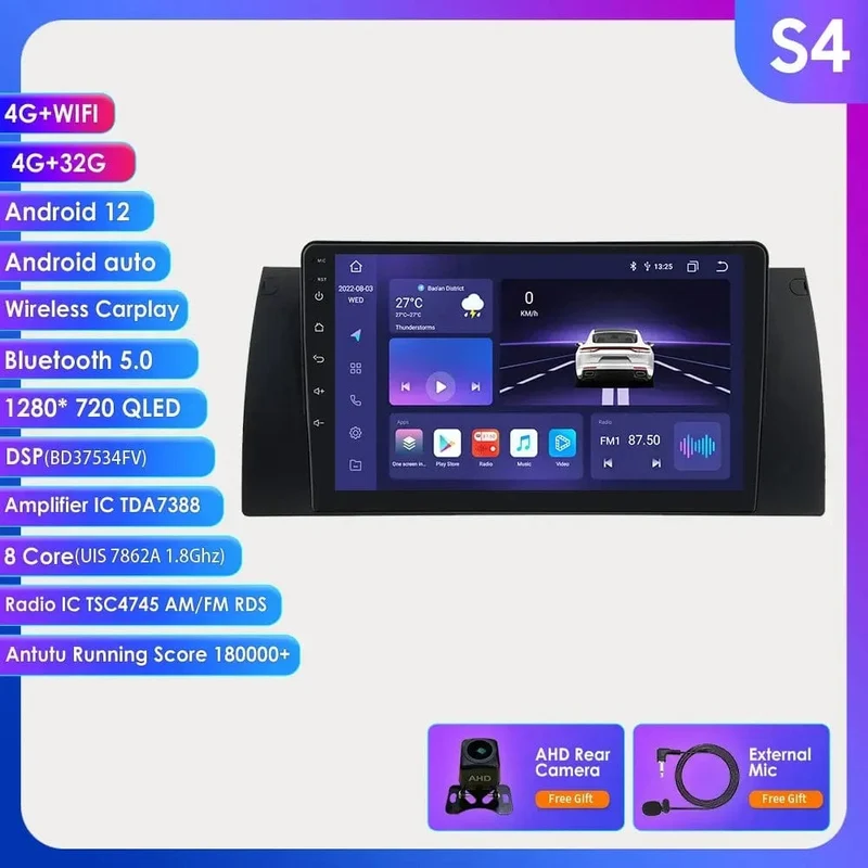 8GB 128GB Android 12 Auto-Multimedia-Player 9 Zoll Navigation Für BMW E39 E53 M5 1995-2003 radio Stereo BT GPS Wifi DSP SWC AM FM