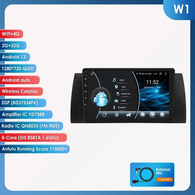 8GB 128GB Android 12 Auto-Multimedia-Player 9 Zoll Navigation Für BMW E39 E53 M5 1995-2003 radio Stereo BT GPS Wifi DSP SWC AM FM
