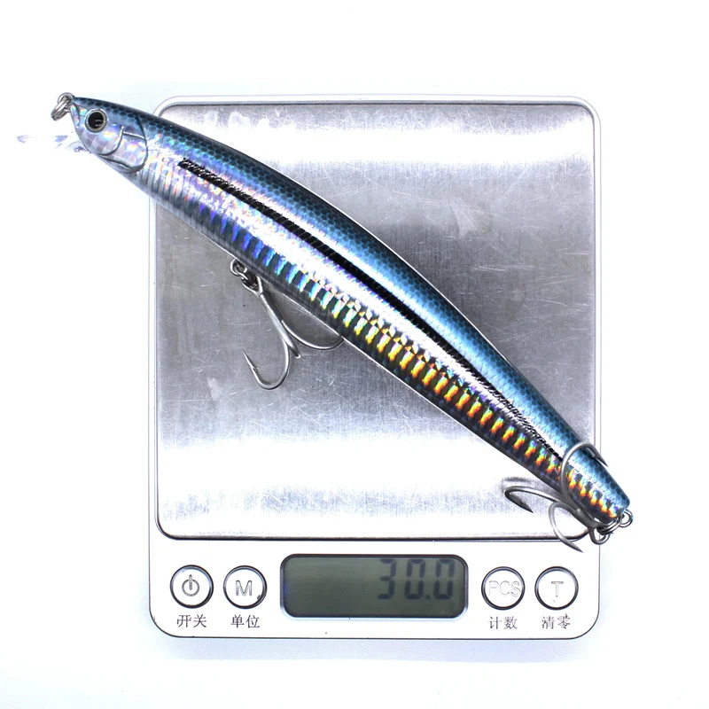 AOCLU-Schwimmender Jerkbait-Wobbler, harter Köder, Elritze, Salzwasser-Thunfisch-Angelköder, UV-Beschichtung, leuchtend, 160 mm, 30 g, Tauchtiefe, 0.5–1.5 m