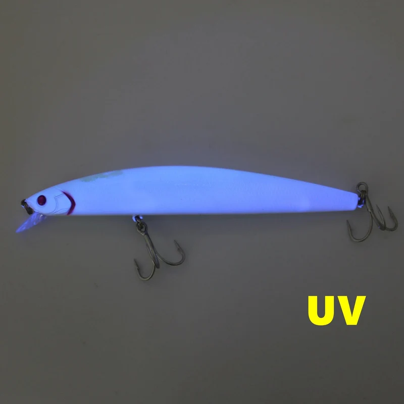 AOCLU-Schwimmender Jerkbait-Wobbler, harter Köder, Elritze, Salzwasser-Thunfisch-Angelköder, UV-Beschichtung, leuchtend, 160 mm, 30 g, Tauchtiefe, 0.5–1.5 m
