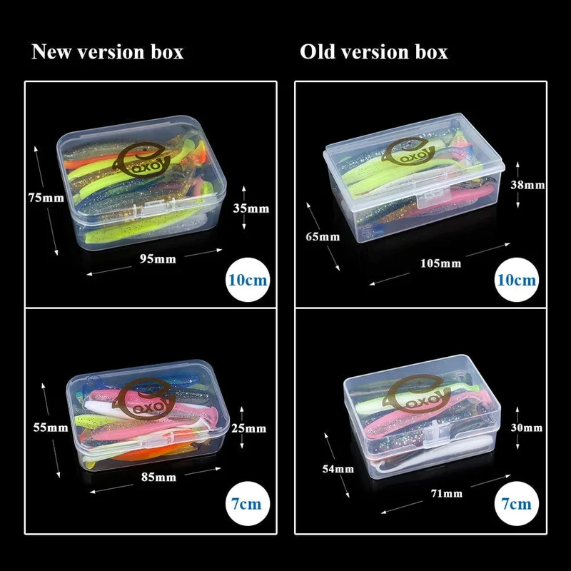 QXO Angeln Weicher Köder Wurm Mit Box Silikon Köder Swimbait Streamer Meer Angeln Löffel Köder 7 cm 10 cm wobbler Set