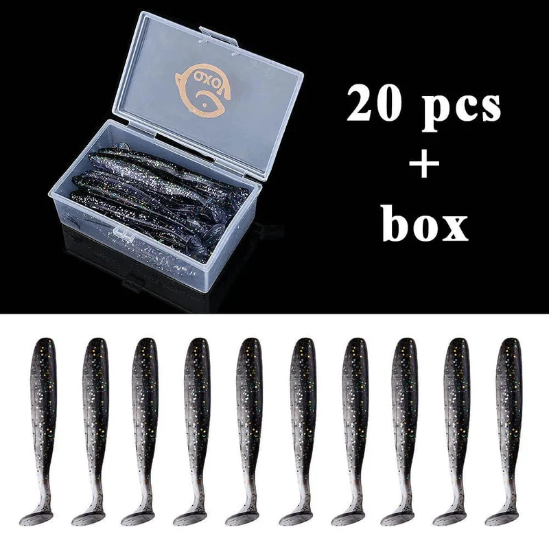 QXO Angeln Weicher Köder Wurm Mit Box Silikon Köder Swimbait Streamer Meer Angeln Löffel Köder 7 cm 10 cm wobbler Set