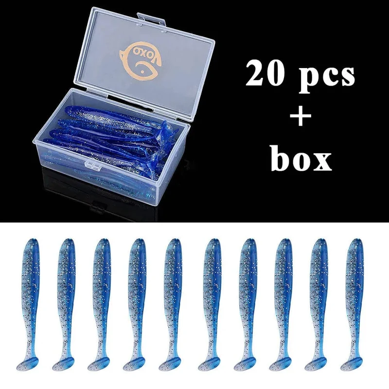 QXO Angeln Weicher Köder Wurm Mit Box Silikon Köder Swimbait Streamer Meer Angeln Löffel Köder 7 cm 10 cm wobbler Set