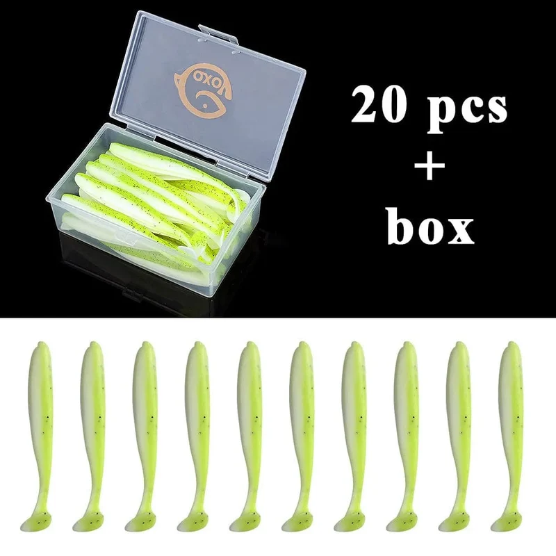 QXO Angeln Weicher Köder Wurm Mit Box Silikon Köder Swimbait Streamer Meer Angeln Löffel Köder 7 cm 10 cm wobbler Set