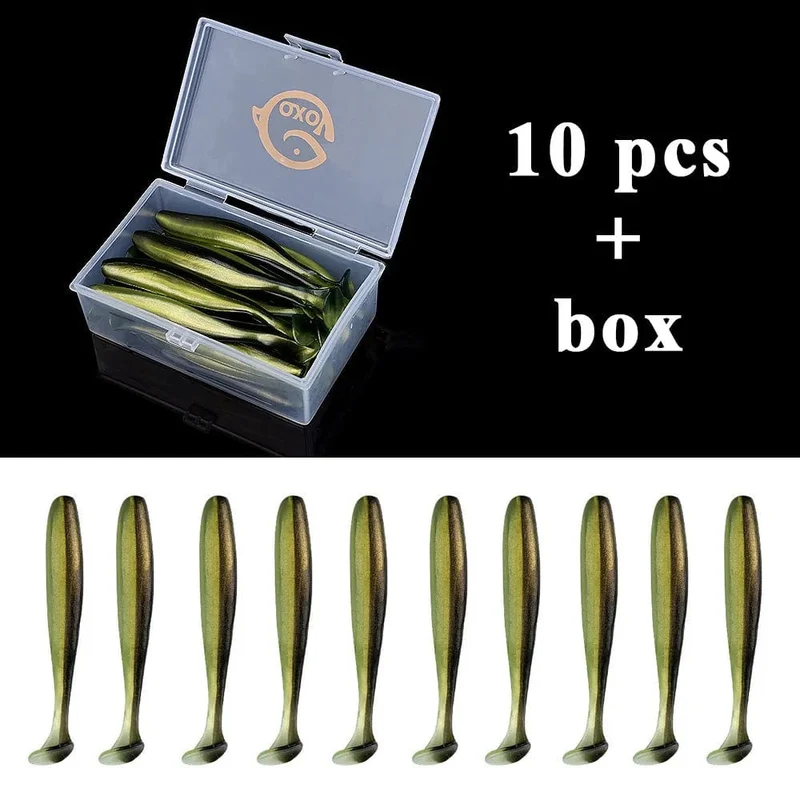 QXO Angeln Weicher Köder Wurm Mit Box Silikon Köder Swimbait Streamer Meer Angeln Löffel Köder 7 cm 10 cm wobbler Set