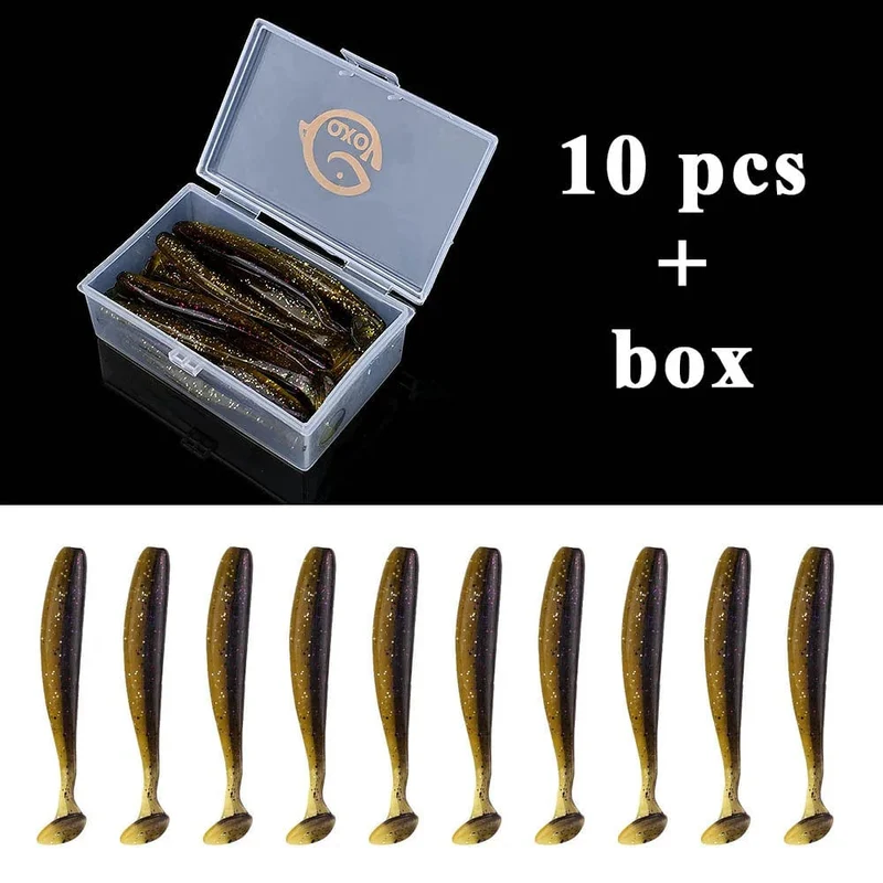 QXO Angeln Weicher Köder Wurm Mit Box Silikon Köder Swimbait Streamer Meer Angeln Löffel Köder 7 cm 10 cm wobbler Set