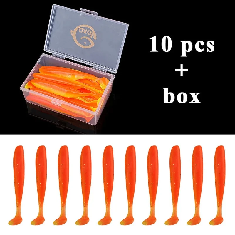 QXO Angeln Weicher Köder Wurm Mit Box Silikon Köder Swimbait Streamer Meer Angeln Löffel Köder 7 cm 10 cm wobbler Set